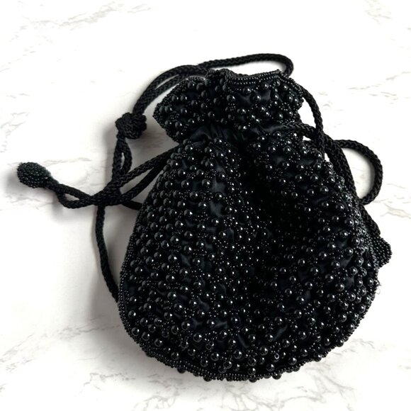 La Regale Ltd. Black Beaded Drawstring Evening Bag - Picture 8 of 10